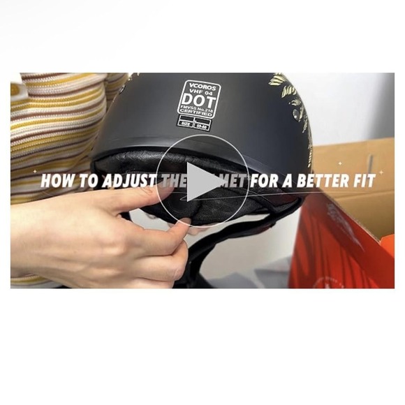 VCOROS P118-2A Half Face Motorcycle Helmet Medium DOT Black Sun Visor Adjustable - Picture 7 of 14